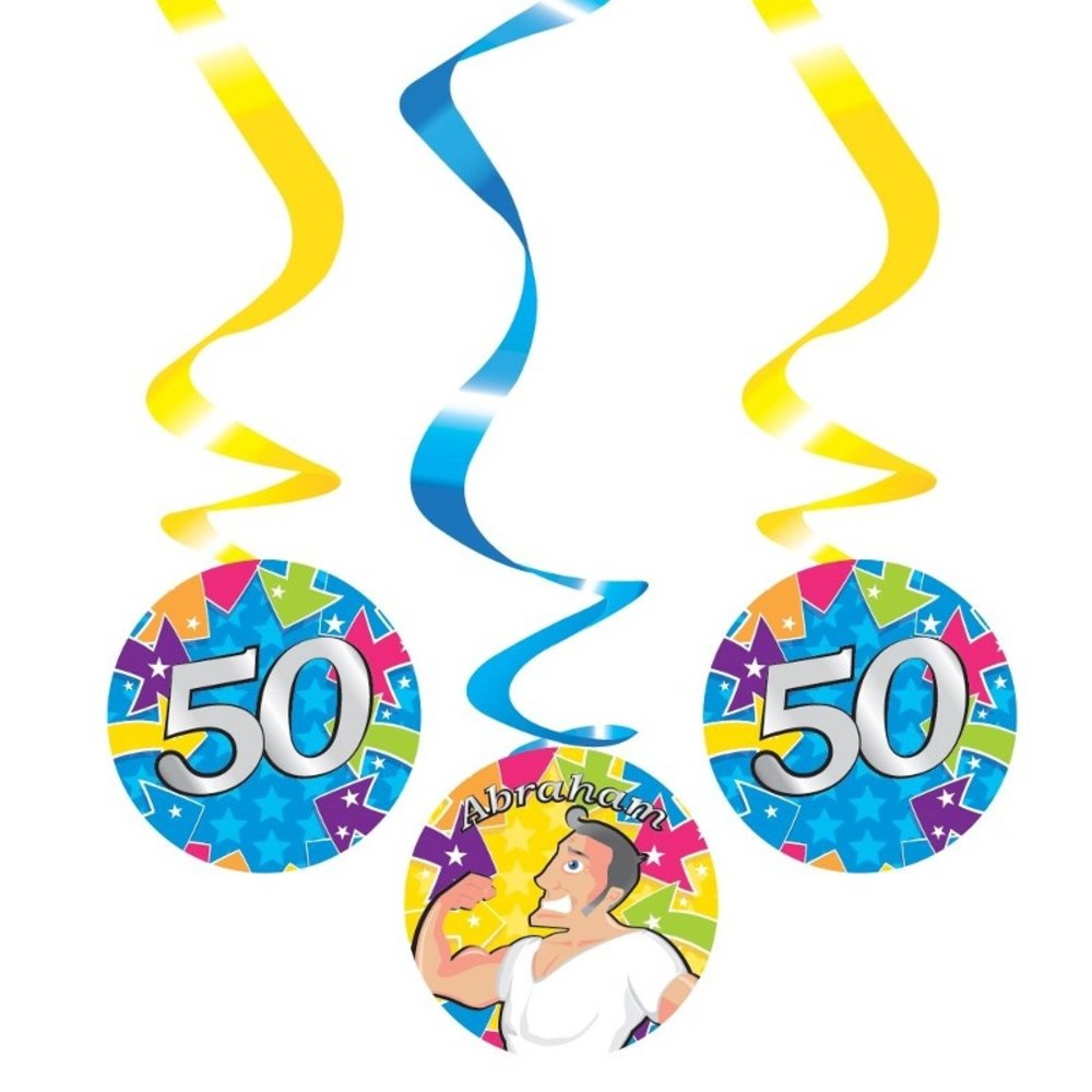 Haza - Witbaard Abraham 50 jaar hangdecoratie Swirl | 3 stuks Haza - Witbaard Abraham 50 jaar hangdecoratie Swirl | 3 stuks