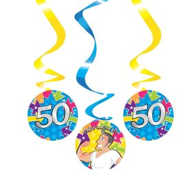 Haza - Witbaard Abraham 50 jaar hangdecoratie Swirl | 3 stuks Haza - Witbaard Abraham 50 jaar hangdecoratie Swirl | 3 stuks