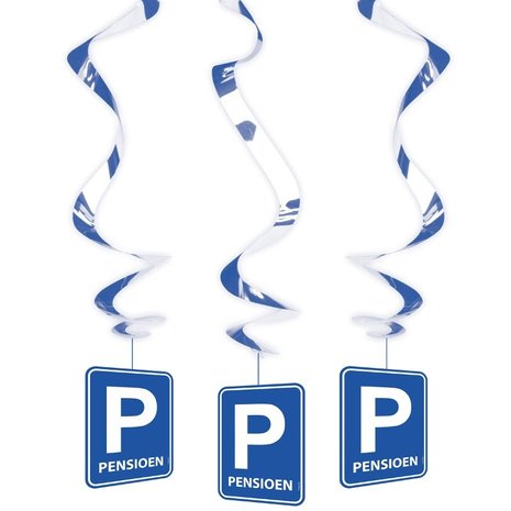 Folat Retirement Parking Sign Hanging Decoration Swirls 75cm | 3 pieces