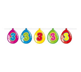 Folat Balloon-shaped bunting garland 3 years | 10 meters