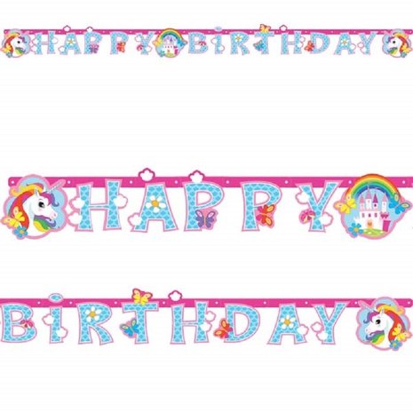 Riethmüller Eenhoorn Regenboog Letterslinger Happy Birthday 180x15cm | per stuk Riethmüller Eenhoorn Regenboog Letterslinger Happy Birthday 180x15cm | per stuk