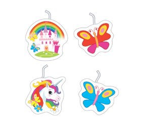 Riethmüller Bougies gâteau licorne arc-en-ciel 7,5 cm | 4 pièces