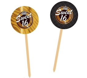 Prikkers Sweet 16 zwart-goud | 20 stuks Prikkers Sweet 16 zwart-goud | 20 stuks