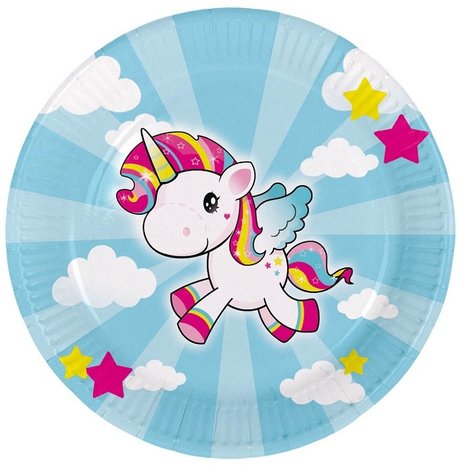 Folat Einhorn-Kinderteller 23 cm | 8 Stück