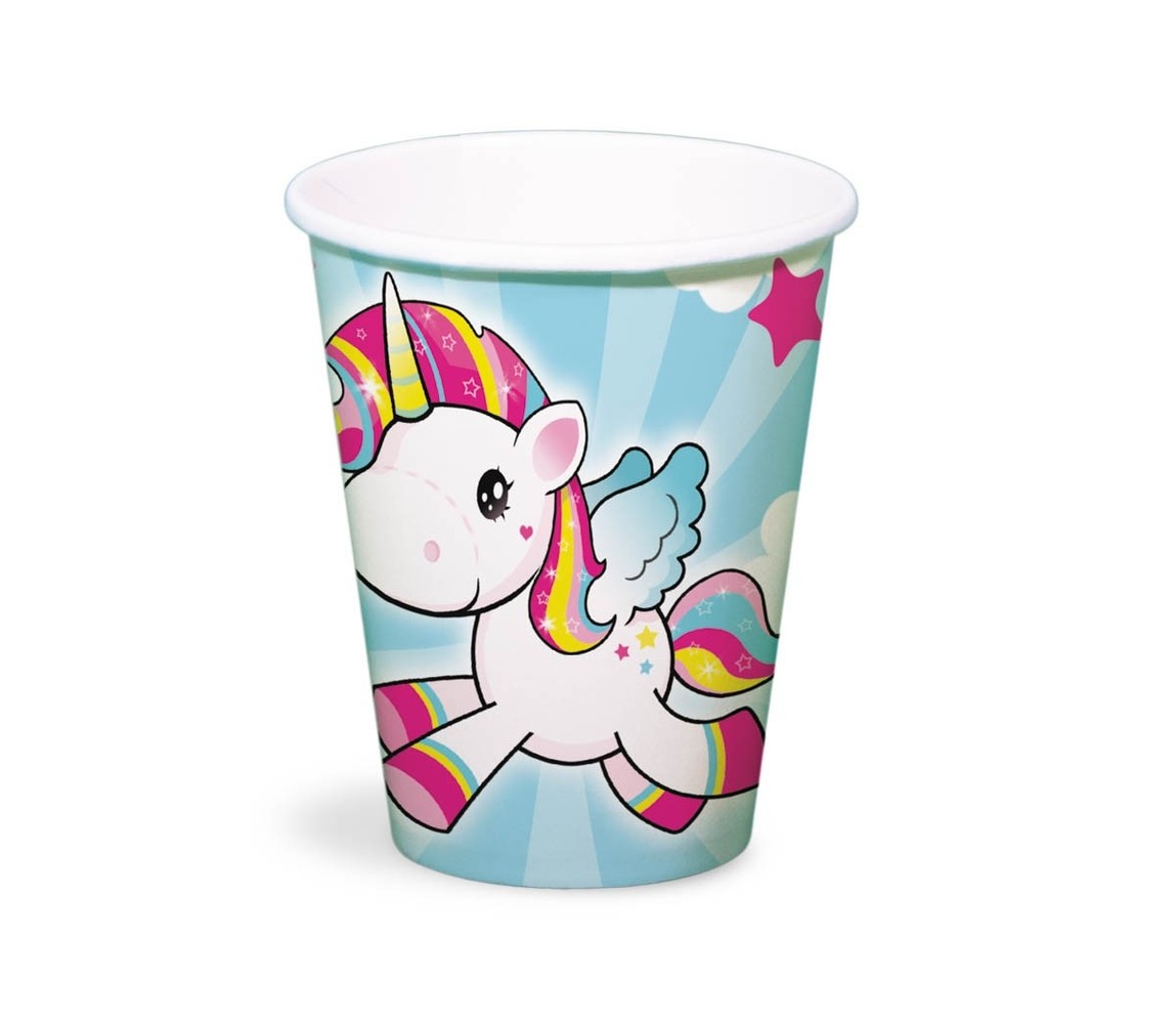 Folat Einhorn-Kinderbecher 250 ml | 8 Stück
