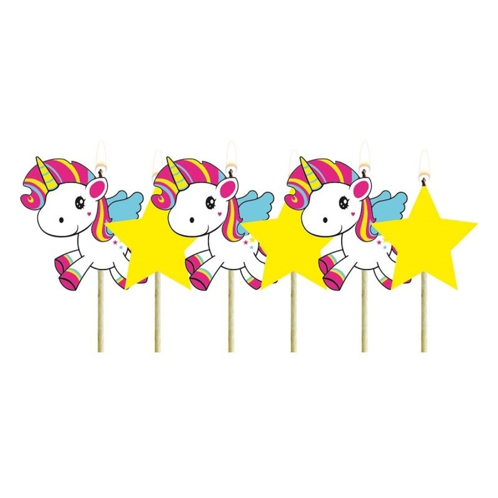 Folat Einhorn-Kuchenkerzen für Kinder, 6 x 3 cm | 6 Stück