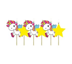 Folat Einhorn-Kuchenkerzen für Kinder, 6 x 3 cm | 6 Stück