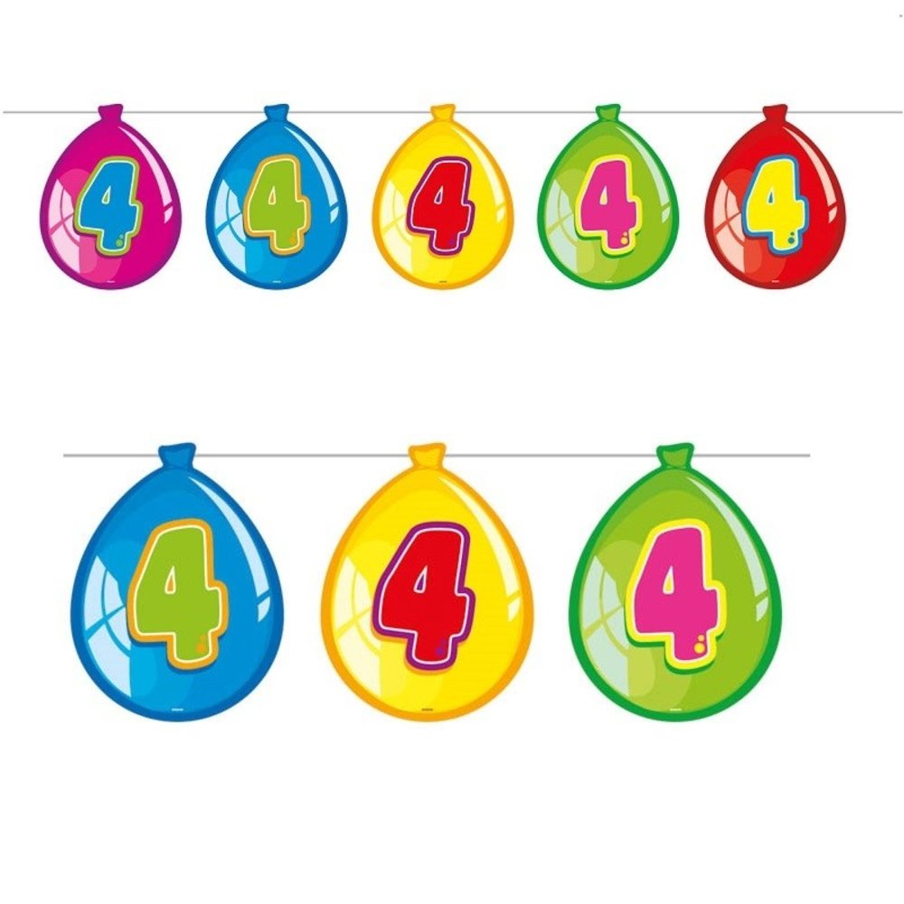 Folat Vlaggenlijn slinger Ballonvorm 4 jaar | 10 meter Folat Vlaggenlijn slinger Ballonvorm 4 jaar | 10 meter