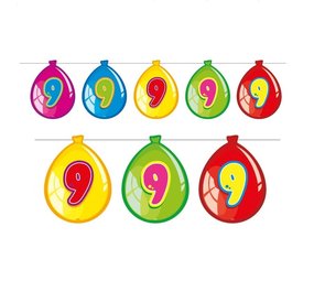 Folat Vlaggenlijn slinger Ballonvorm 9 jaar | 10 meter Folat Vlaggenlijn slinger Ballonvorm 9 jaar | 10 meter