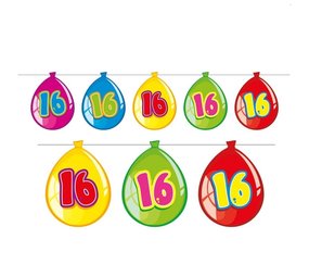 Folat Balloon-shaped bunting garland 16 years | 10 meters