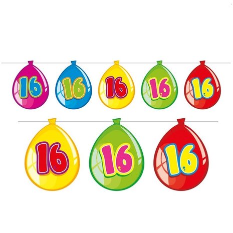 Folat Guirlande de fanions en forme de ballons 16 ans | 10 mètres