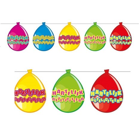 Folat Vlaggenlijn Ballonvorm Hartelijk gefelicteerd | 10 meter Folat Vlaggenlijn Ballonvorm Hartelijk gefelicteerd | 10 meter