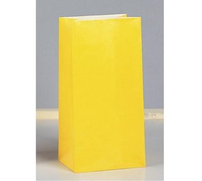 Unique Party Sacs à distribuer jaunes 25,4 x 12,7 x 6 cm | 12 pièces
