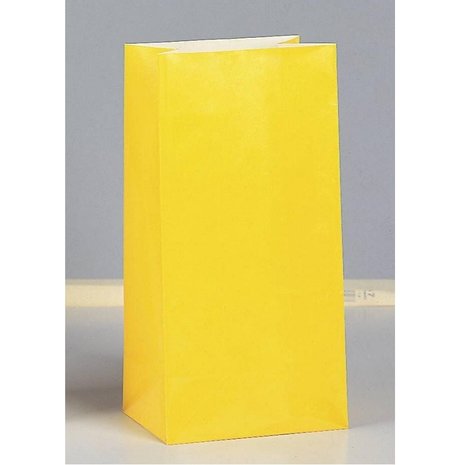 Unique Party Handtüten Gelb 25,4 x 12,7 x 6 cm | 12 Stück