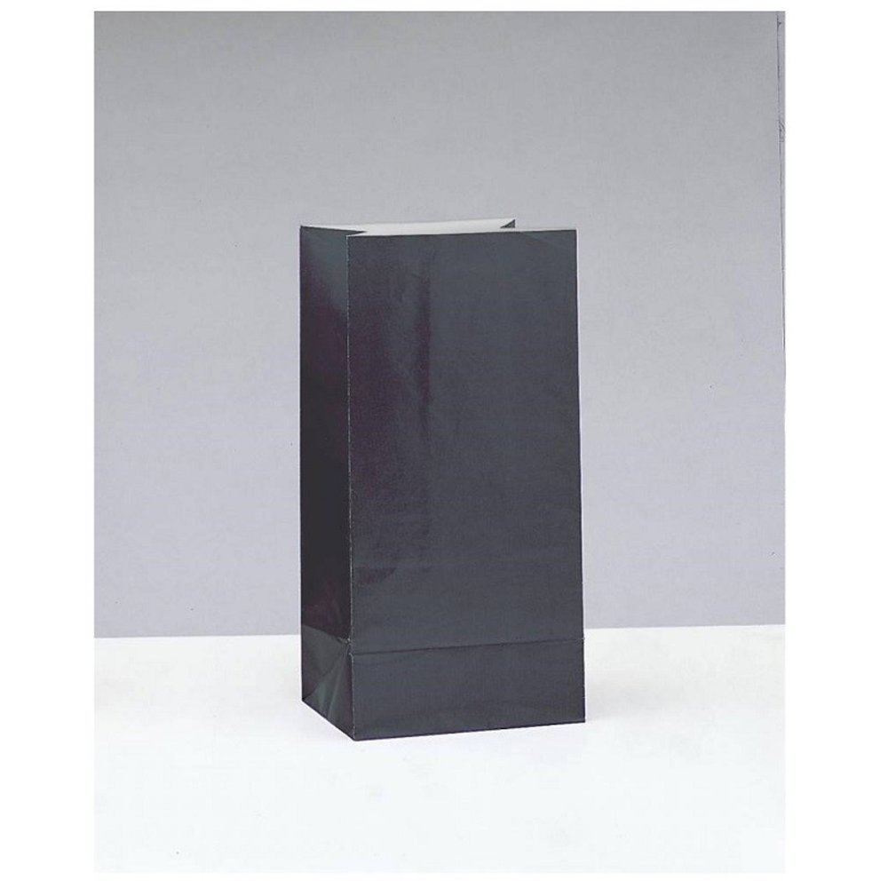 Unique Party Partytüten Schwarz 25,4 x 12,7 x 6 cm | 12 Stück