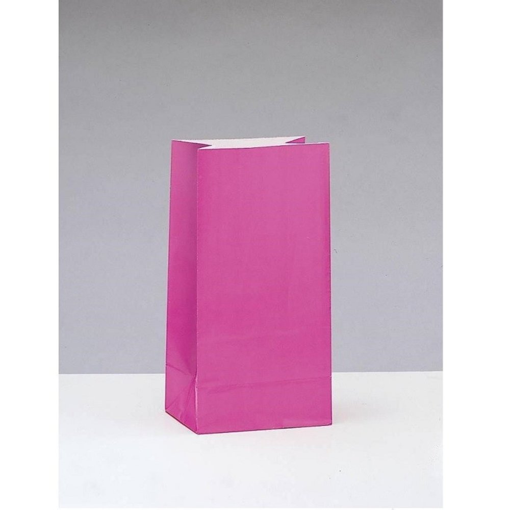 Unique Party Uitdeelzakjes Hot Pink 25.4x12.7x6cm | 12 stuks