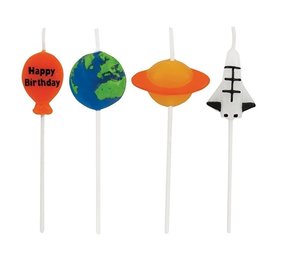 Prik kaarsjes Space 4 stuks Prik kaarsjes Space 4 stuks