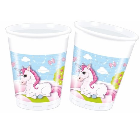 Procos Party Einhorn-Schloss-Tassen 200 ml | 8 Stück