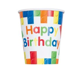 Unique Party Lego Bekers Party Time 270ml | 8 stuks Unique Party Lego Bekers Party Time 270ml | 8 stuks