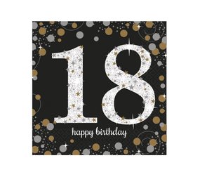 Riethmüller Servietten „18 Years“ in funkelndem Silber und Gold, 33 x 33 cm | 16 Stück