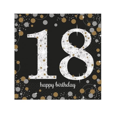 Riethmüller Servietten „18 Years“ in funkelndem Silber und Gold, 33 x 33 cm | 16 Stück