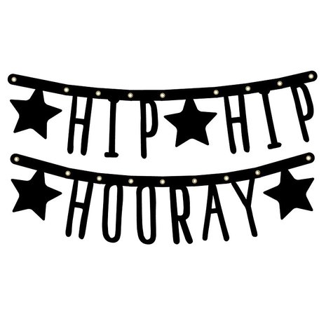 Guirlande de lettres Hip Hip Hourra Noir (mat)