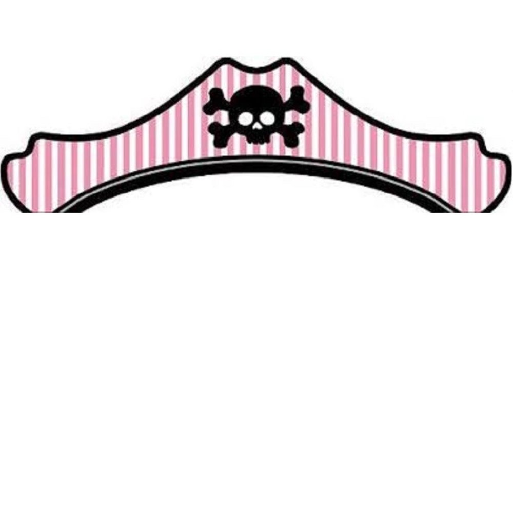 Papieren steek Pirate roze gestreept 8 stuks Papieren steek Pirate roze gestreept 8 stuks