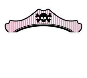 Papieren steek Pirate roze gestreept 8 stuks Papieren steek Pirate roze gestreept 8 stuks
