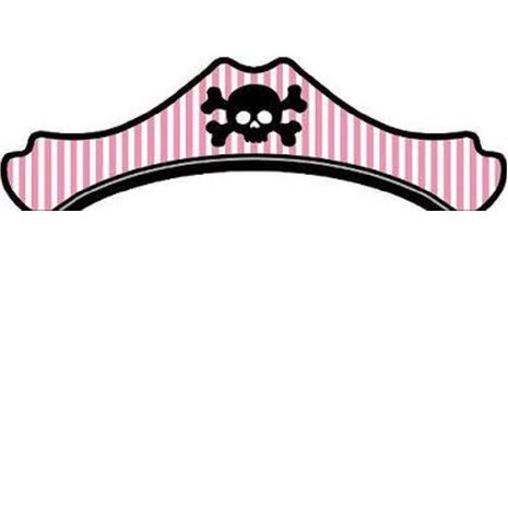 Papieren steek Pirate roze gestreept 8 stuks Papieren steek Pirate roze gestreept 8 stuks