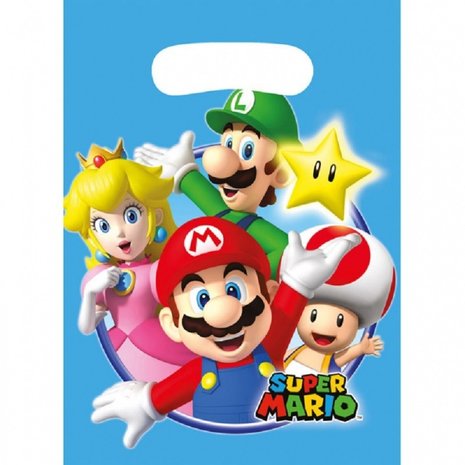 Amscan Super Mario Uitdeelzakjes 16x24cm | 8 stuks Amscan Super Mario Uitdeelzakjes 16x24cm | 8 stuks