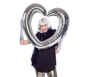 Folat Selfie frame hart zilver 80x70cm Folat Selfie frame hart zilver 80x70cm