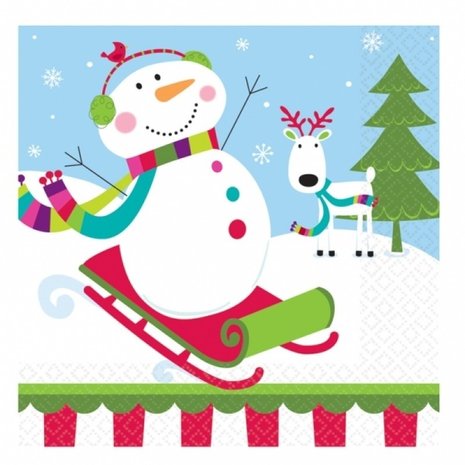 Serviettes Bonhomme de neige joyeux, 16 pièces