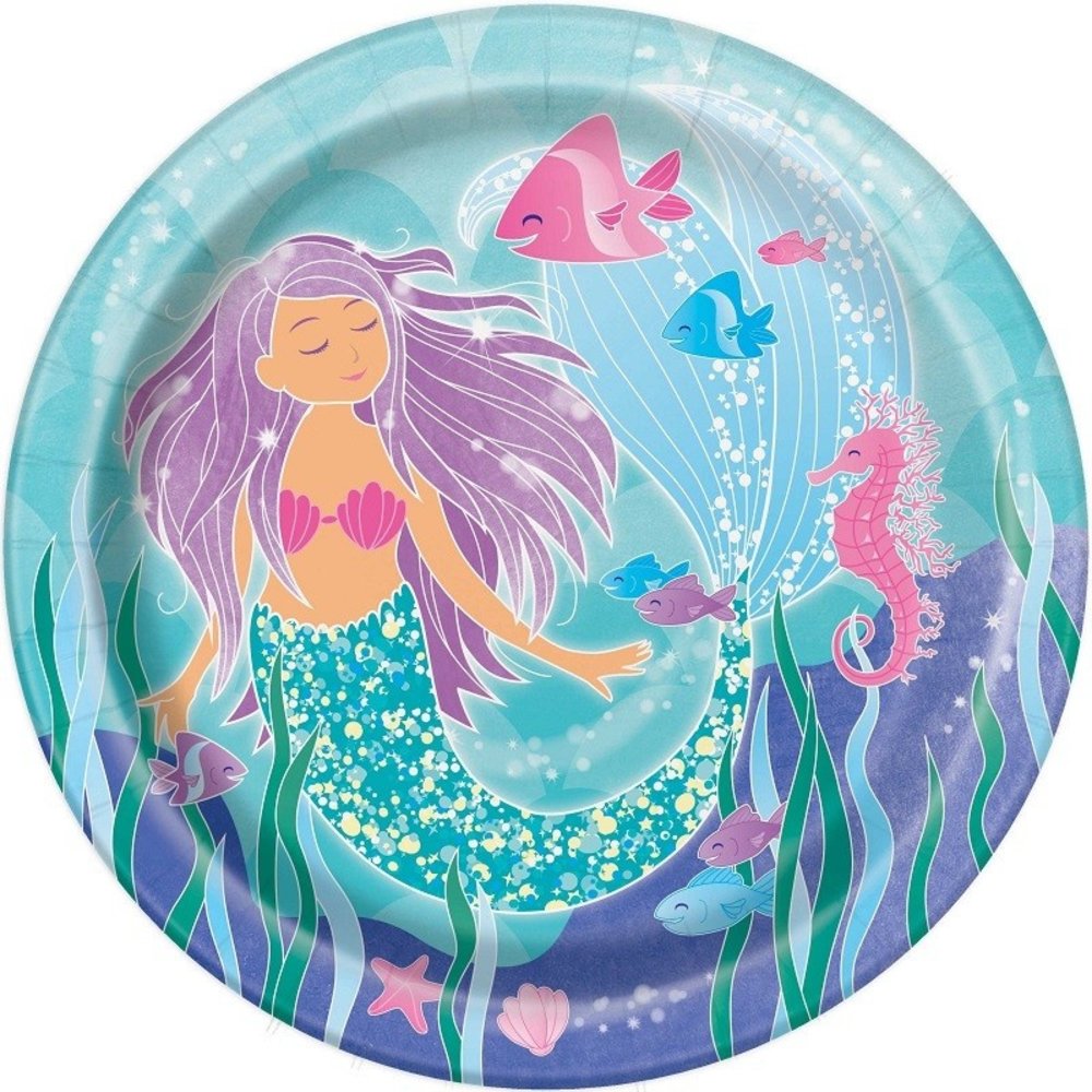 Unique Party Mermaid Plates 23cm | 8 pieces