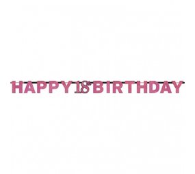 Riethmüller Buchstabengirlande „Happy 18 Birthday“, Glitzerndes Rosa, 213 x 16 cm | pro Stück