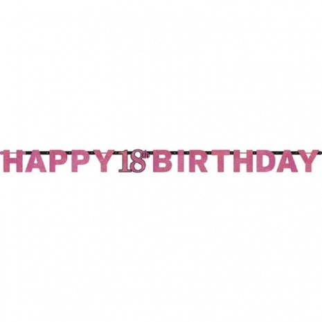 Riethmüller Guirlande de lettres « Joyeux 18e anniversaire » rose pailleté 213 x 16 cm | à l'unité