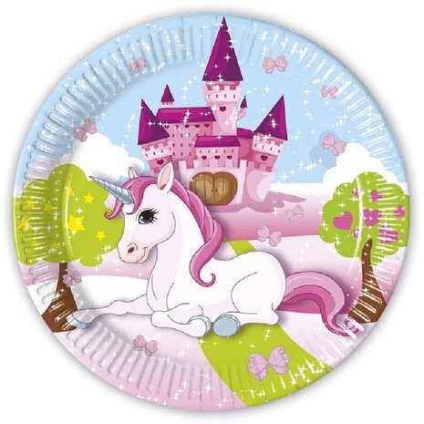 Procos Party Einhorn-Schloss-Schilder 23 cm | 8 Stück