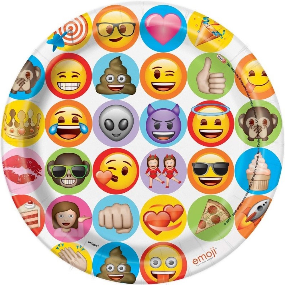 Bord Emoji iconen 23cm | 8 stuks Bord Emoji iconen 23cm | 8 stuks