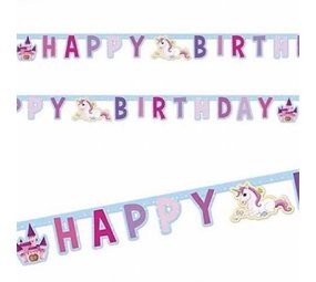 WeFiesta Eenhoorn Castle Happy Birthday Letterslinger 180x15cm | per stuk WeFiesta Eenhoorn Castle Happy Birthday Letterslinger 180x15cm | per stuk