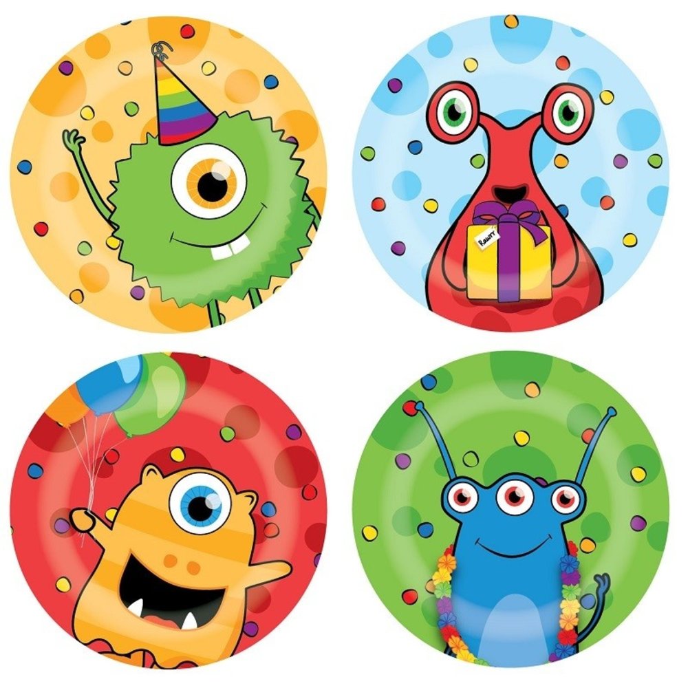 Haza - Witbaard Bord Monster Party 23cm | 8 stuks Haza - Witbaard Bord Monster Party 23cm | 8 stuks
