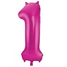 Folat Folie Ballon Cijfer 1 Fuchsia Roze | 86cm