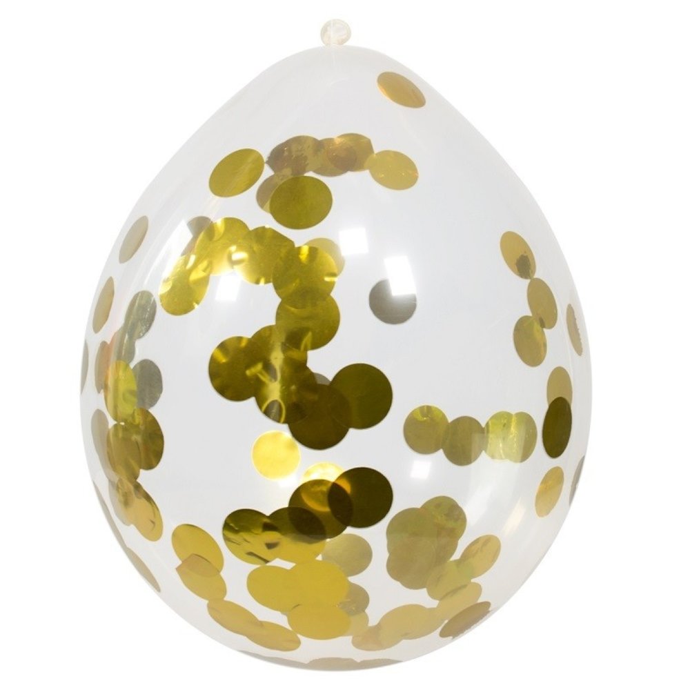 Folat Ballon mit Goldkonfetti, 30 cm | 4 Stück