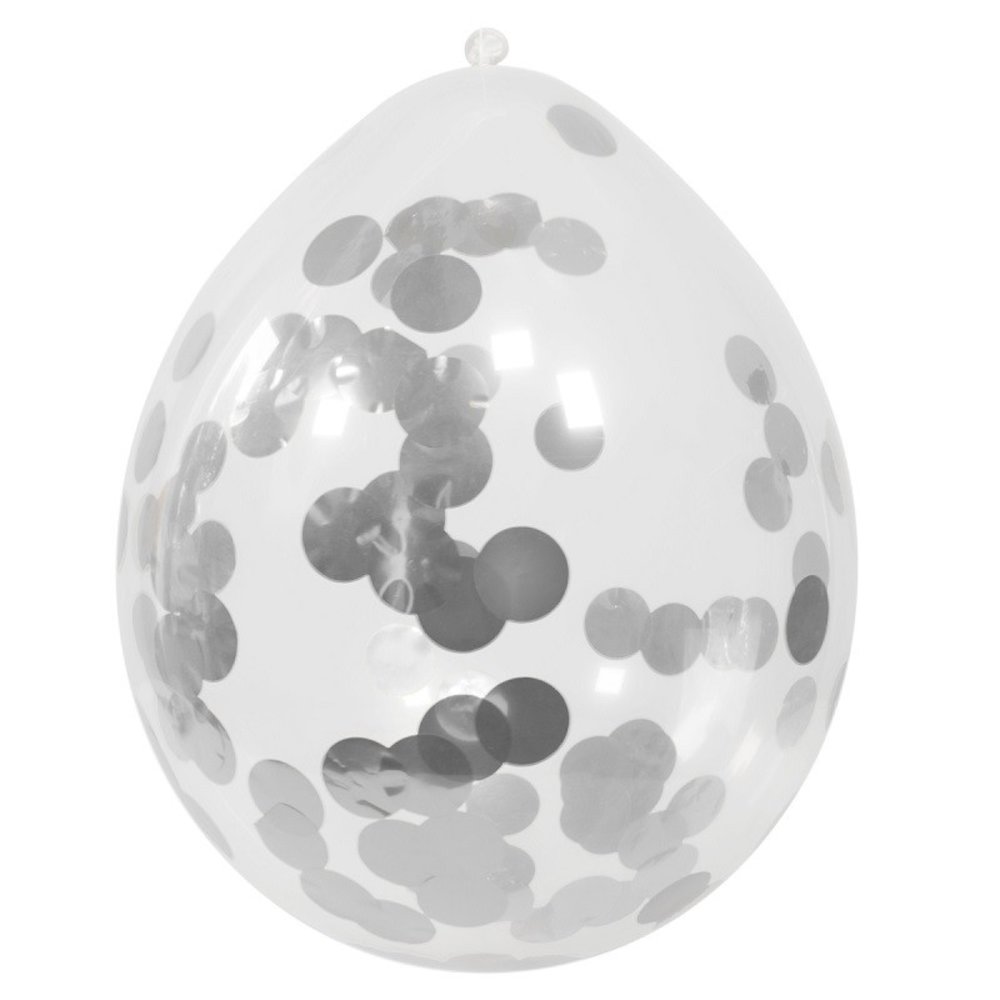 Folat Balloons with Silver Confetti 30cm | 4 pieces