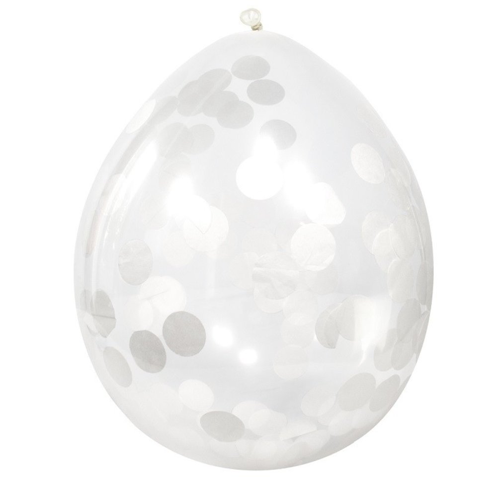 Folat Ballonnen met Witte Confetti 30cm | 4 stuks Folat Ballonnen met Witte Confetti 30cm | 4 stuks