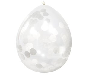 Folat Ballonnen met Witte Confetti 30cm | 4 stuks Folat Ballonnen met Witte Confetti 30cm | 4 stuks