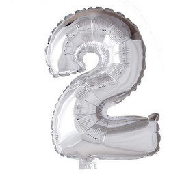 WeFiesta Zilveren Cijfer Ballon 2 jaar | 40cm WeFiesta Zilveren Cijfer Ballon 2 jaar | 40cm