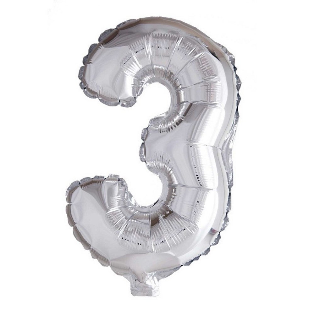 WeFiesta Zilveren Cijfer Ballon 3 jaar | 40cm WeFiesta Zilveren Cijfer Ballon 3 jaar | 40cm