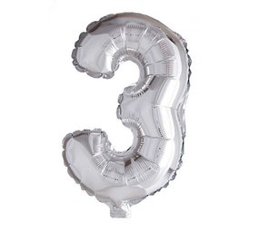 WeFiesta Zilveren Cijfer Ballon 3 jaar | 40cm WeFiesta Zilveren Cijfer Ballon 3 jaar | 40cm