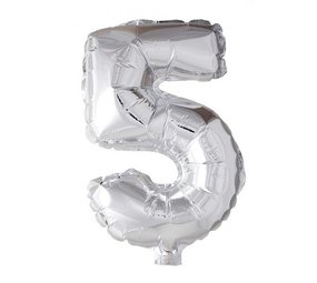 WeFiesta Zilveren Cijfer Ballon 5 jaar | 40cm WeFiesta Zilveren Cijfer Ballon 5 jaar | 40cm
