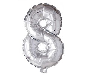 WeFiesta Zilveren Cijfer Ballon 8 jaar | 40cm WeFiesta Zilveren Cijfer Ballon 8 jaar | 40cm