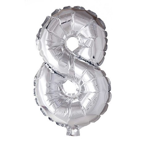 WeFiesta Zilveren Cijfer Ballon 8 jaar | 40cm WeFiesta Zilveren Cijfer Ballon 8 jaar | 40cm